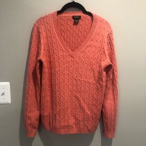 Eddie Bauer Stretch Cableknit Pink Sweater Medium